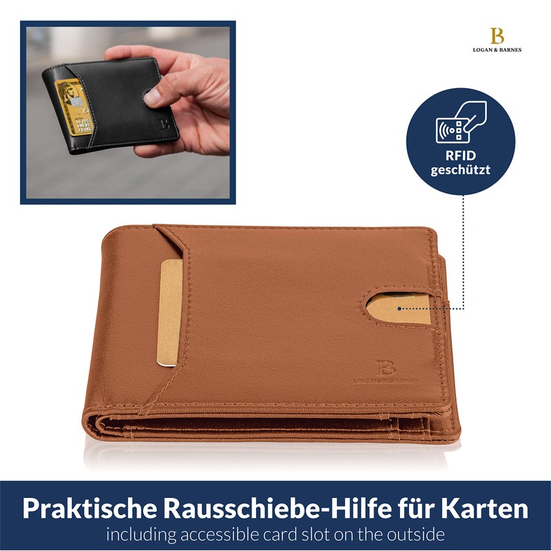 LOGAN & BARNES Slim Men's Wallet with TÜV Tested RFID
