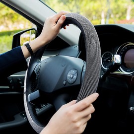 KBRPEY Steering Wheel Cover Crystal Steering Wheel Cover Steering Wheel Covers Non-Slip Car Steering Wheel Protector Decorative Car Accessories Interior for Women