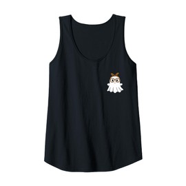 Womens Leopard Bandana Ghost with Glasses Girls Cute Spooky Costume Tank Top