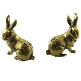 LQ Industrial Metal Rabbit Statue Jewellery Solid Brass Zodiac Rabbit Home Decoration 28MMx35MM Suitable for Car Table Showcase and Cabinet Decoration, Aeneous