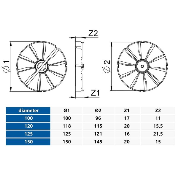 AWENTA Universal non-return valve for all fans, diameter 150 mm, bathroom fan, small room pipe fan, all check valve