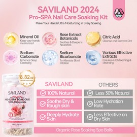 SAVILAND Rose Effervescent Tablets with Essential Oils: Pro-SPA Mineral Oil Sodium Bicarbonate Tablets Soak Balls for Remove Dead Skin Cuticle Moisturize & Soften Hand Foot Calluses NailLover Athletes