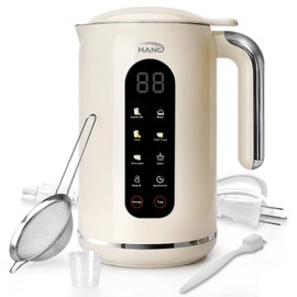 HANC 42oz Nut Milk Maker Machine, 8 in 1 Silent Automatic Soy Milk Maker, Homemade Soy Milk, Oat, Puree, Almond Milk Maker with Delay Start/Keep, Cream Warm/Boil Water/Self-Cleaning, Cream