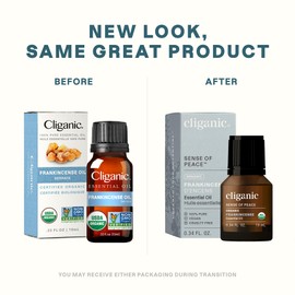 Cliganic Organic Frankincense Essential Oil - Boswellia Serrata, 100% Pure Natural Undiluted, for Aromatherapy | Non-GMO Verified (Packaging May Vary)