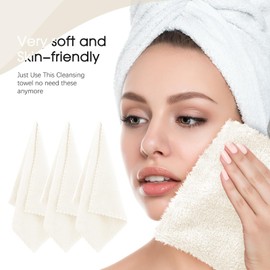 Syhood 12 Pieces Face Wash Cloth 12 x 12 in Makeup Remover Cloths Towel Coral Velvet Facial Microfiber Soft Fast Drying Facial Cleansing Towel for Face(White)