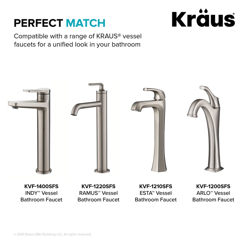 KRAUS Bathroom Sink Pop-Up Drain Assembly in Satin Nickel for