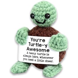ZXEROYM Positive Turtle Crochet Animals - Encouragement Gift for Coworkers, Family, Students, Friends, Teachers - Emotional Support for Gifts Women, Men - Perfect for Christmas, Birthdays