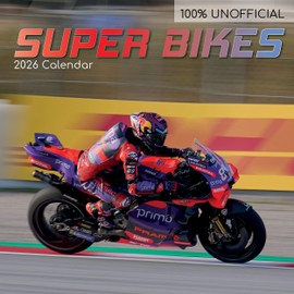 2026 Square Wall Calendar - Super Bikes 12 x 12 Inch Monthly View, 16-Month, Transport Theme, Includes 180 Reminder Stickers