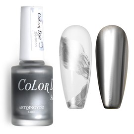 U-Shinein Metallic Marble Nail Polish, 15ml Metal Blooming Gel Nail Polish Mirror Effect Silver Nail Polish, Metallic Painted Drawing Striper Gel Polish for Spreading Effect Swirl French Nail Design