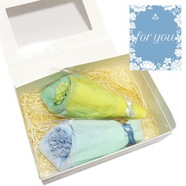 Bouquet Towel, Imabari Towel, Towel Gift, Birthday Gift, Handkerchief Towel, Set of 2 (Blue/Green (Plain))