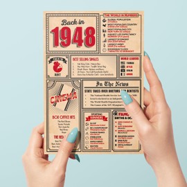 77th Birthday Card - Back in 1948 In This Year Card, Greeting Card for Men and Women, Birthday Cards for Women, Birthday Cards for Men, 77th Anniversary Card, 5x7