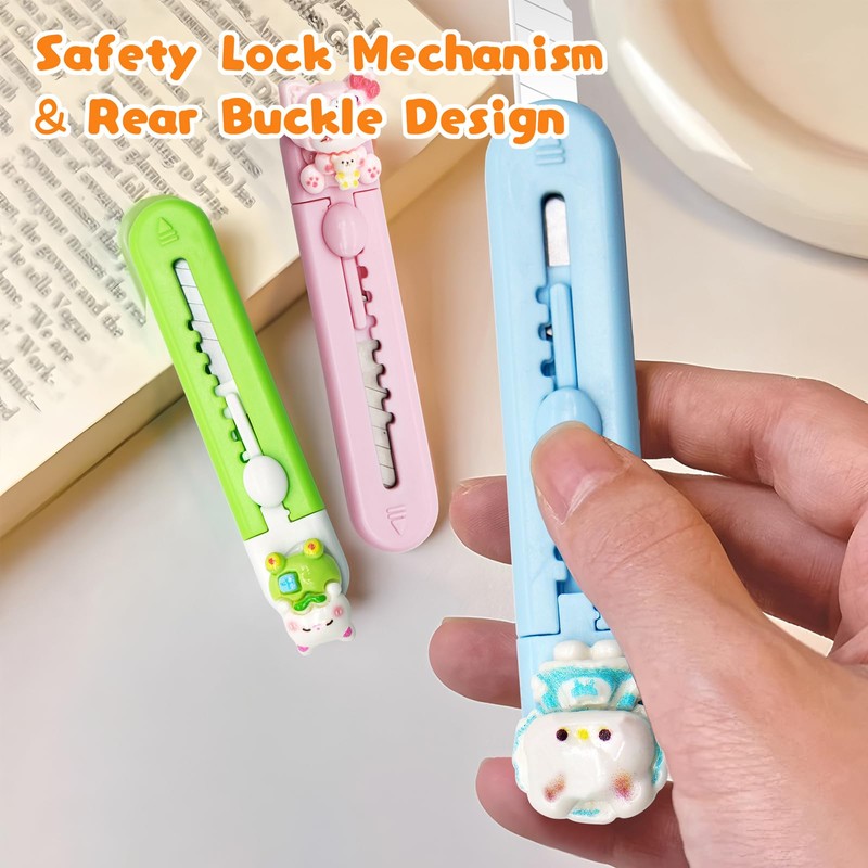 6 Pack Box Cutter Retractable, Sharp Utility Knife Retractable, Cute