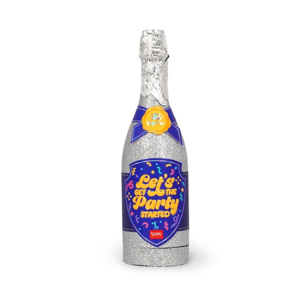 Legami - Maxi Bottle Party Popper, Bottle Confetti, Colour Silver,