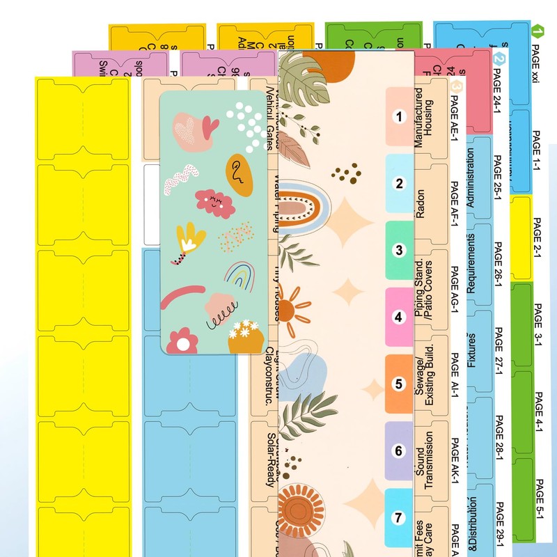 Index Tabs for International Residential Code 2021, 72 Color-Coded Laminated