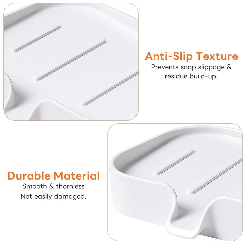 ​Kovenora 2 PCS Plastic Soap Dish with Drainage, Wall-Mounted and