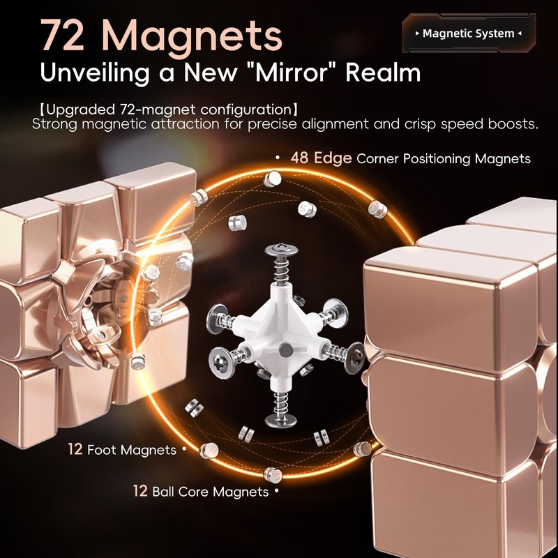 Moyu Mirror Cube 3x3 Speedcube Magnetic Stickerless, 3D Puzzle Cube