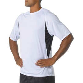 A4 Men's Color Block Performance Interlock T-Shirt, Large, White/Black