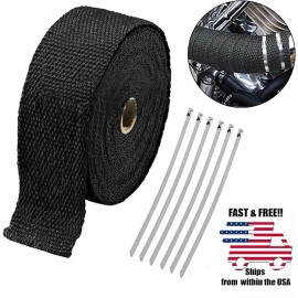 Unbranded 10M Black Muffler Exhaust Pipe Insulation Thermal Heat Wrap Motorcycle Header