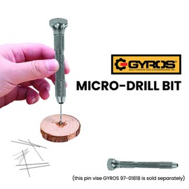Gyros Carbon Steel Wire Gauge Mini Twist Drill Bits | Includes 12 Micro Carbon Steel Bits Size #66 with Clear Storage Vial | Use with Pin Vise, Screwdrivers, and Rotary Tools (45-11266)
