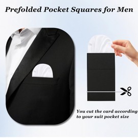 LHXzizizi White Pocket Squares for Men Prefolded, Pre-Folded Handkerchiefs for Men Pocket Square On Card Suit Jacket Tuxedo (White Round)