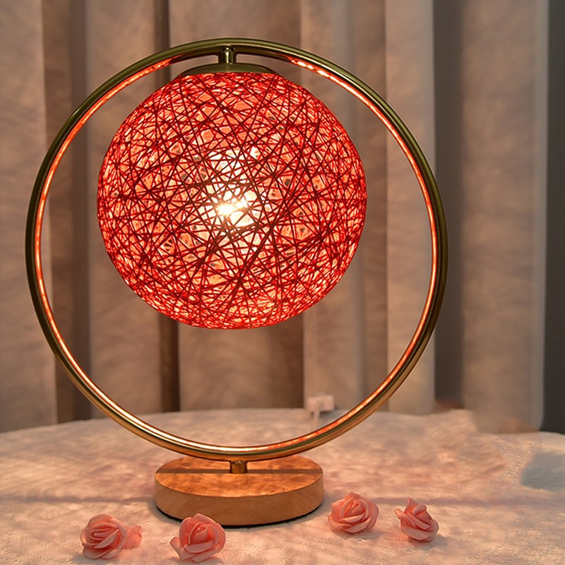 Round Vine Ball Table Lamp Romantic Decorative Night Light for