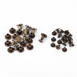 20 juegos de 6.5 mm Kit surtido de latón Tornillos Postes de metal Botón de remache de clavo para DIY Decoración de cuero Encuadernación Ranurado Tornillo de cabeza plana (6.5 mm)