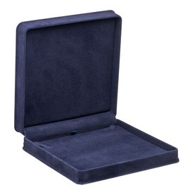 Allure - Rich Suede Navy Blue Luxury Necklace Box, Elegant Diamond Necklace Case, With Blue Velour Interior, Jewelry Display Gift Box, For Unique Proposal, Engagement Or Wedding.