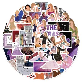 50 pcs TAYLORIS ERAS Concert Stickers Music Stickers for Kids and Girls, pop Singer Album for Teen Girl Waterproof for Water Bottle, Laptop, Guitar Phone swifties’ Gift