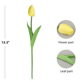 XIZHI Artificial Flowers Tulips Fake Flowers Real Touch Latex Tulips Faux Flowers Bouquet for Wedding Party Arrangements Home Decor and Baby Shower Centerpieces (10, Yellow)