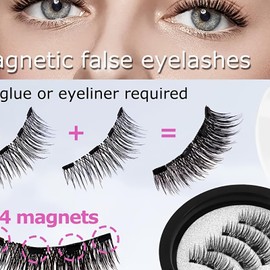 4 Pairs Magnetic Eyelashes with Applicator, Soft Natural Look Magnetic Lashes Kit No Glue Needed Reusable Wispy Eyelashes Extension Easy to Wear and Remove