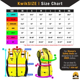 KwikSafety - Charlotte, NC - QUEEN BEE Premium Safety Vest for Women [SNUG FIT + HONEYCOMB Design] 10 Pockets Class 2 Hi Vis ANSI OSHA Reflective Construction Work PPE/Yellow Large