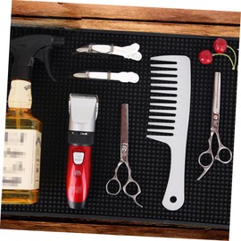 BIUDECO 1Pc Non Skid Hairdressing Tool Storage Mat Durable PU Barbers Mat for Scissors Blades Heat Insulated Pad for Tidy Salon Workspace Lightweight Portable Hair Cutting Accessory