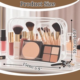 YOQIVEXU 18 Pieces Clear Cosmetics Bag, TSA Approved Toiletry Bag for Travel, Clear PVC Zippered Makeup Pouch, Waterproof Vinyl Plastic Organizer Case for Vacation Bathroom (White Small)