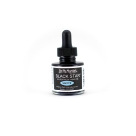Dr. Ph. Martin's Black Star India Ink (Matte) Ink Bottle, 1.0 oz, Matte Black, 1 Bottle
