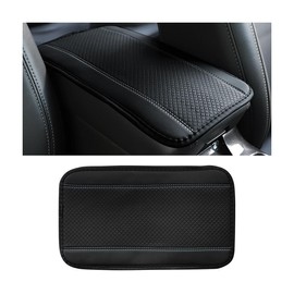 KHGUZ Car Armrest Seat Box Cover, Comfortable Leather Automotive Center Console Cushion Pad, Soft Waterproof Vehicle Arm Rest Protector Mat Accessories, Universal for RV, SUV, Truck (Black/Gray)