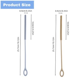 4Pcs Reusable Silicone Straw Cleaner Brush Extra Long, Soft Bendable, Non-Slip Handle for Glass Metal Smoothie Straws (Blue&Brown)