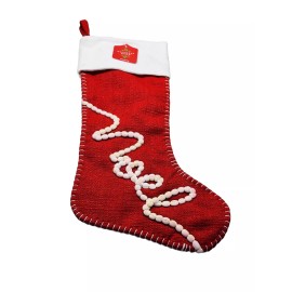 White December Home Red/White Fabric Noel  Stocking Holder 17 Inches H