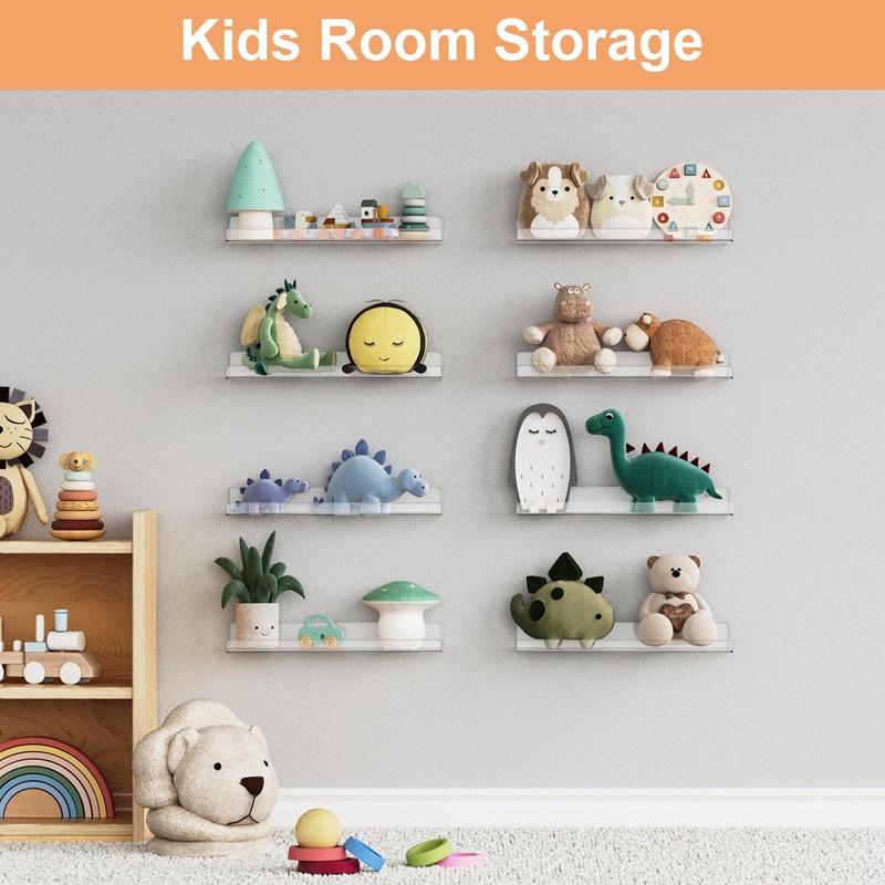 upsimples 12 Pack Acrylic Shelves Wall Organizer and Storage, 15"