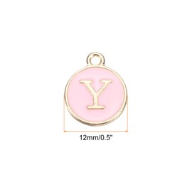 MECCANIXITY Alphabet A-Z Enamel Letter Charm Jewelry Charm Enamel Initial Charm Gold Pink Pendant Charm for Jewelry Making, Bracelet, Craft, Pack of 26