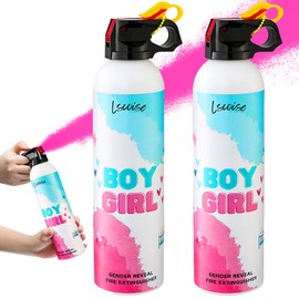 Gender Reveal Fire Extinguisher Set for Newborn Baby, 2Pcs Pink Gender Reveal Smoke Bombs, 100% Biodegradable Color Blaster for Cool Gender Reveal Ideas, Confetti Power Cannon Shooter Party Supplies
