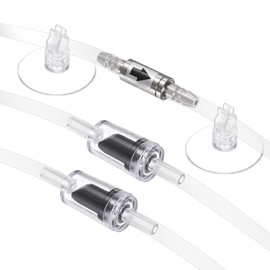 M METERXITY Aquarium Check Valves 1 Way Non-Return Stainless Steel Aquarium Air Valve W 2 Plastic Check Valves & 2 Suction Cups for Aquarium Co2 System/Fish Tank/High Pressure Systems