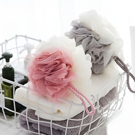 Two-Tone Soft Bath Shower Loofah 50g - Gray & Red Shower Gray 13ea