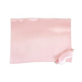 Two's Company Rose Satin Pillowcase and Eye Mask Set in Gift Box