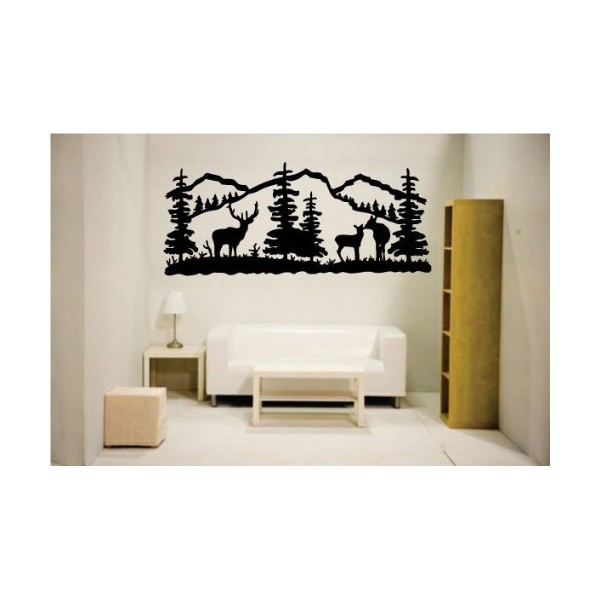 Newclew Elk Deer Nature Mountain Hunting Removable Vinyl Wall Quote Decal Home Décor (22'' x 52'', Black)