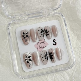 NailHaven | almond shape collection|  medium length 23mm almond shape press-on nails |cute nails | acrylic press-on| fake nails |Handmade | high quality Press on nails 10 pcs|reusable nails|nail art|nail charm|handmade press ons A2:_A-18 medium almond_S