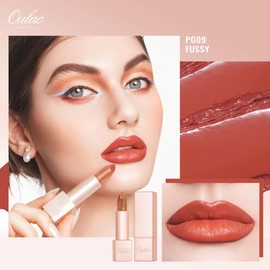 OULAC Moisturising Shine Lipstick Reddish Brown, Shimmering with Shiny Surface, Creamy Texture, Lip Care for Moisturising Lips, Infinity Moisture, Vegan 09 Fussy