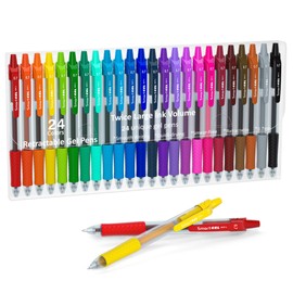 Lineon Colorful Gel Pens, Retractable Gel Pen with Handle, Medium Tip (0.7mm), for Adults and Children in Office and School on Journal, Notebook, Planner for Writing