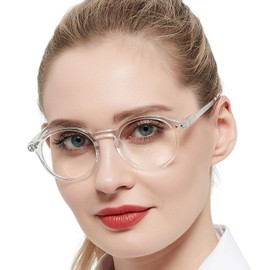 Round Reading Glasses Women Retro Nerd Readers 1.00 1.25 1.50 1.75 2.00 2.25 2.50 2.75 3.00 3.25 3.50 3.75 4.00 5.00 6.00 (Transparent, 175) WEMOOTANTS