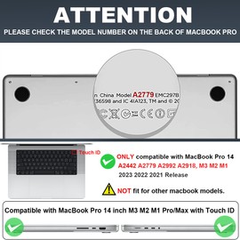 LCMOCICO for 2023 M3 A2918 A2992 MacBook Pro 14 inch Case M2 A2779 / M1 A2442 (2022 2021), Pattern Plastic Hard Shell Case Cover for Mac Pro 14 M3 M2 M1 Pro/Max Chip with Touch ID, Wild Flowers Black