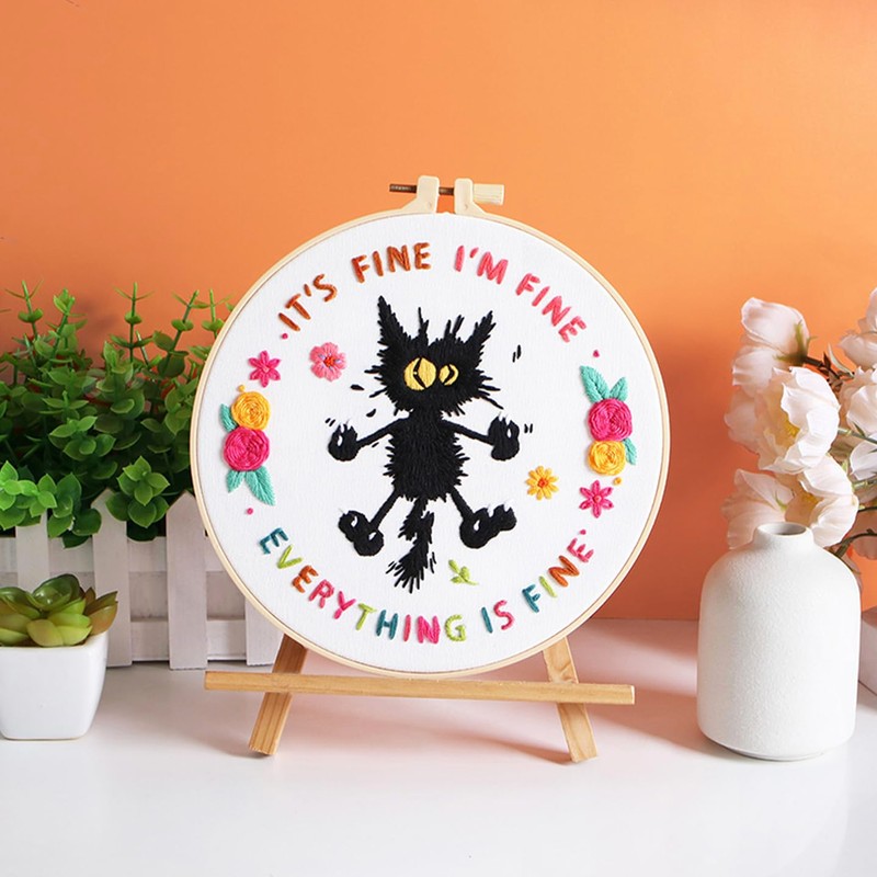 Louise Maelys Cute Cat Embroidery Kits for Beginners,Adults Starter Cross
